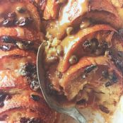 Bread and Butter Pudding with Salted Caramel Whiskey Butter Sauce