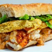 Fried Green Tomato and Shrimp Remoulade Po Boy