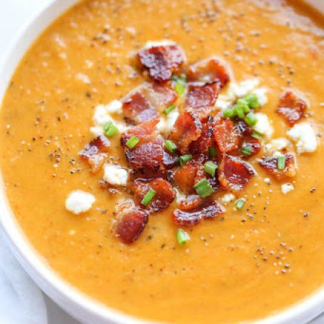 Roasted Butternut Squash Soup with Bacon