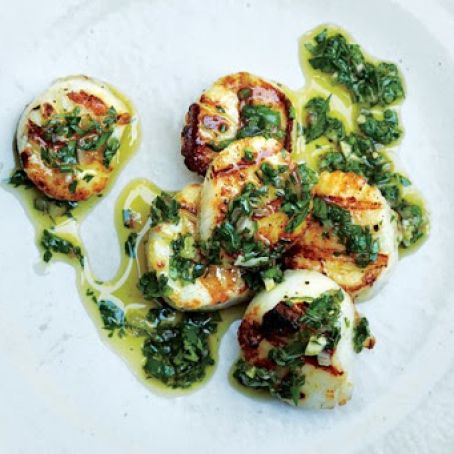 Grilled Scallops with Lemony Salsa Verde