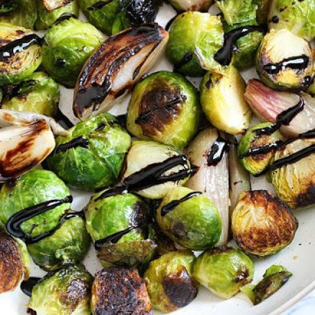 Roasted Brussels Sprouts and Shallots with Balsamic Glaze