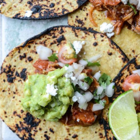 Chicken Tinga Tacos with Grilled Corn Guac