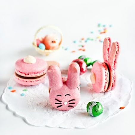 Bunny Macarons with Chocolate Marshmallow Icing