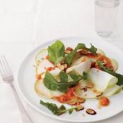 Shaved Kohlrabi and Arugula Salad with Chunky Garlic and Pimenton Dressing
