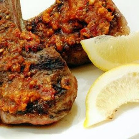 LAMB  RIB CHOPS w/ SUN DRIED TOMATO  BUTTER