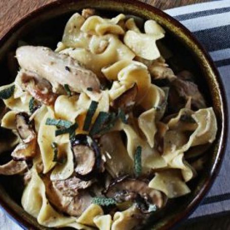 Braised Chicken & Noodles in a Creamy Garlic Sauce