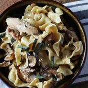 Braised Chicken & Noodles in a Creamy Garlic Sauce