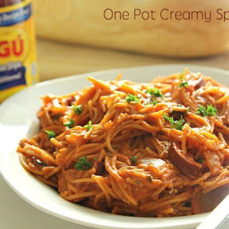 One Pot Creamy Spaghetti and Sausage