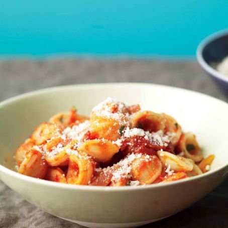 Orecchiette with Bacon and Tomato Sauce