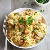 Spaghettini with Mushrooms, Garlic, and Oil