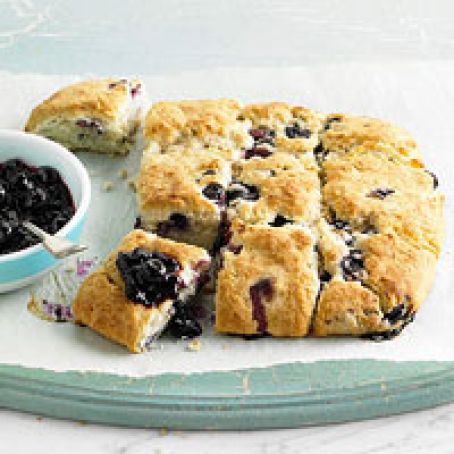 Bread: Blueberry Cream Biscuits with Blueberry Sauce
