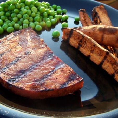 Grilled Ham Steaks with Sweet Potatoes