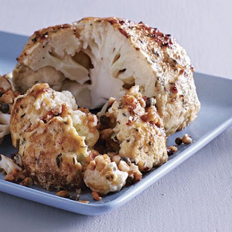 Roasted Cauliflower With Browned Butter, Hazelnuts, and Capers
