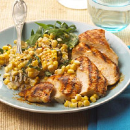 Grilled Chicken and Creamy Corn