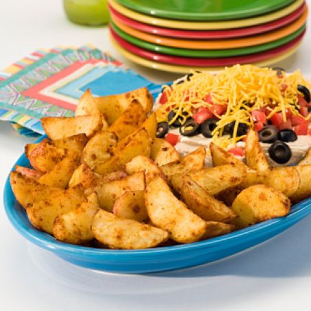Baked Chipotle Potato Wedges with Layered Dip