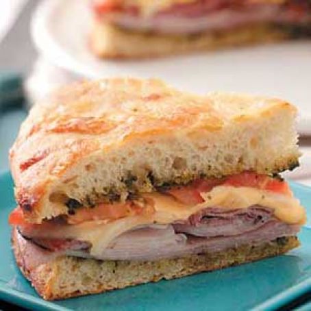 Baked deli focaccia sandwich