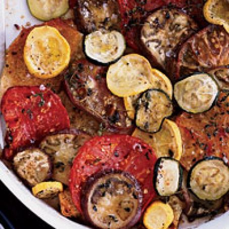 Crisp Tomato, Zucchini and Eggplant Bread Gratin