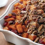 Roasted Sweet Potatoes with Cinnamon Pecan Topping