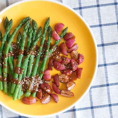 Asparagus and Radishes with Sesame-Miso Dressing