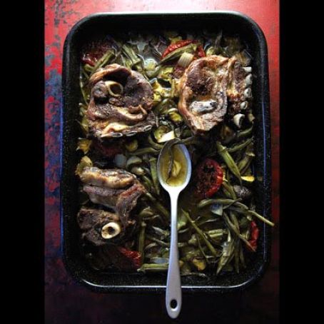 Saneeyeh Bil Fern (Roasted Lamb Shoulder and Vegetables)