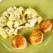 Scallops with Slow-Roasted Cauliflower Steak