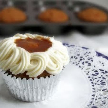 Carrot Cupcakes with Cream Cheese and Caramel Frosting