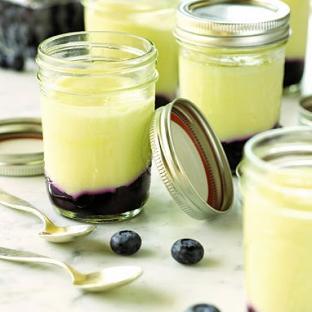 Blueberry Cheesecake in glass Jars