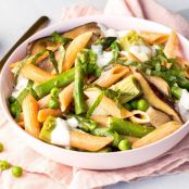 Red Lentil Pasta With Creamy Primavera Veggies