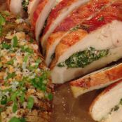 Spinach and Ricotta-Stuffed Chicken with Rosemary Hasselback Potatoes