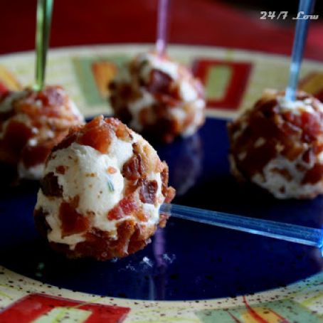 Bacon Crusted Cheeseballs on a Stick