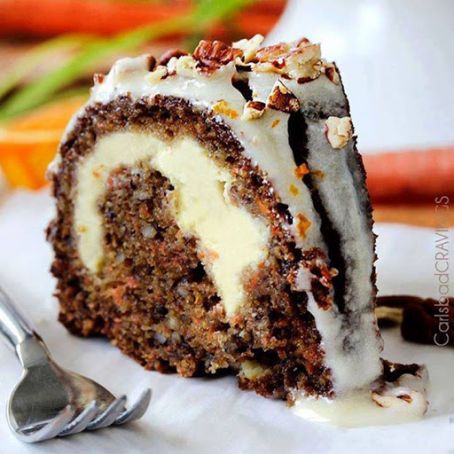 Cream Cheese Stuffed Carrot Cake with Orange Glaze
