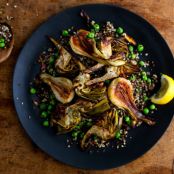 Quinoa Bowl With Artichokes, Spring Onions and Peas