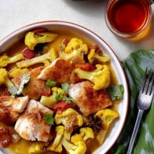 Chili-Rubbed Halibut With Cauliflower Curry