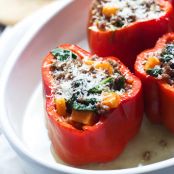 Beef, Sweet Potato and Spinach Stuffed Peppers