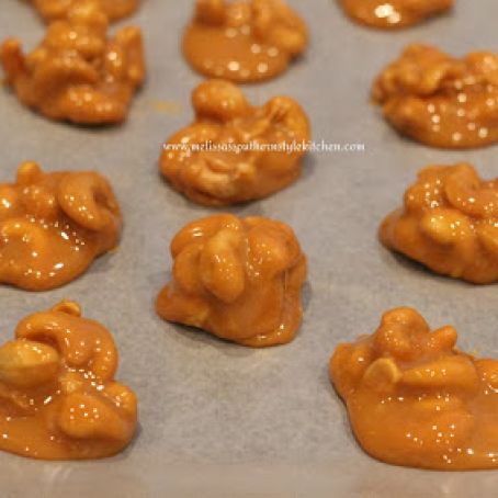 Chocolate Drizzled Caramel Cashew Clusters