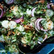 Kale and Cucumber Salad with Roasted Ginger Dressing