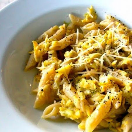 Yellow Squash Penne in Buttery Parmesan Sauce