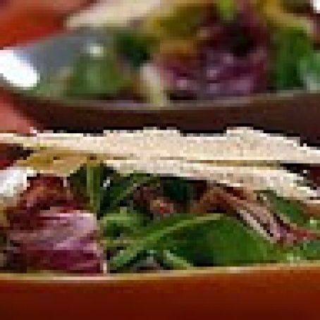 Tri-Colore Salad with Frico Crackers and Caesar Vinaigrette