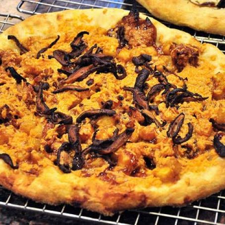 Shiitake Mushroom Pizza, Alder-Smoked Potato and Chanterelle Pizza, Italian Seitan Sausage Pizza