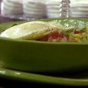 Milanese Risotto with Bacon, Leeks, Tomatoes, and Eggs