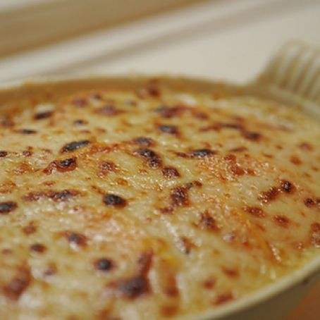 Individual Sweet Potato Gratins with Creme Fraiche, Onions and Bacon