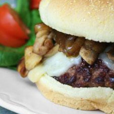 Swiss Mushroom Burgers with Sweet and Sour Onions