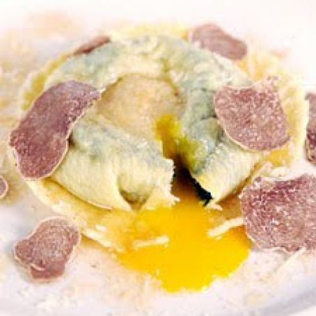 Raviolo with Egg Yolk Truffle Butter