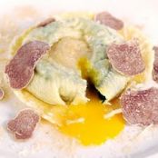 Raviolo with Egg Yolk Truffle Butter
