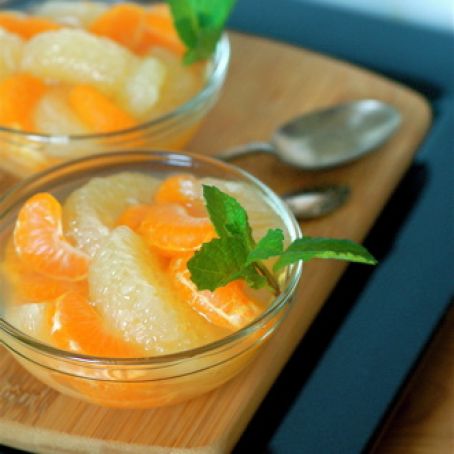 grapefruit and mandarin oranges in chamomile jelly