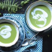 Green Garlic and Pea Soup with Whipped Cream