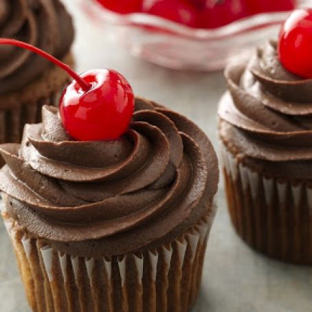 Chocolate Cherry Soufflé Cupcakes