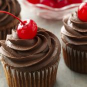 Chocolate Cherry Soufflé Cupcakes