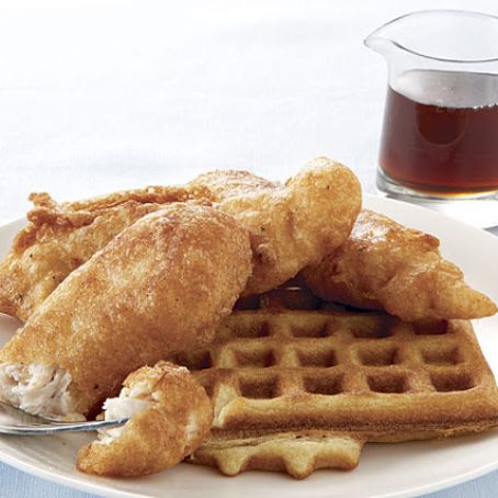 Beer-Batter Chicken and Waffles