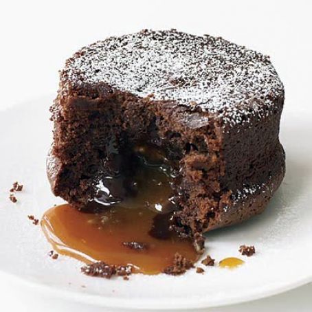 Molten Chocolate Cake with Caramel Filling